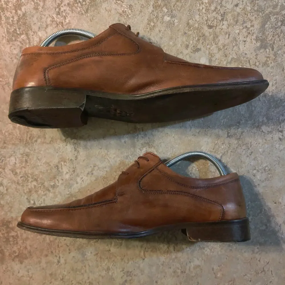 Mens 9.5 M Mercanti Fiorentini Italy Brown Leather Shoes Oxfords Lace-Up Italian